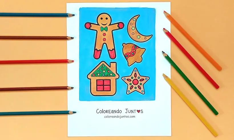 Desenho de biscoitos de Natal coloridos por Colorindo Juntos