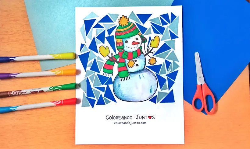 Desenho de boneco de neve colorido pelo Colorindo Juntos
