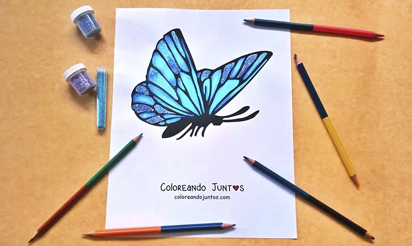 Desenho de borboleta colorida por Colorindo Juntos
