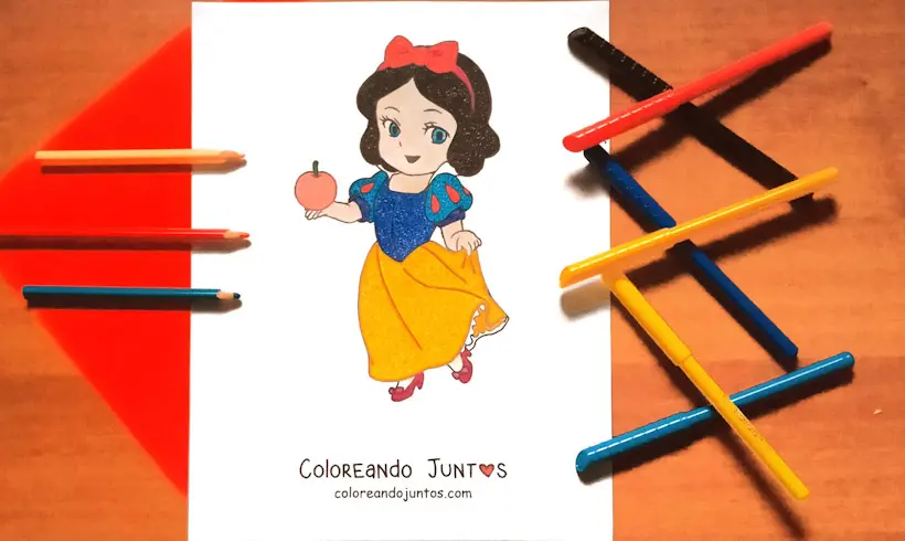 Desenho da Branca de Neve colorido por Colorindo Juntos