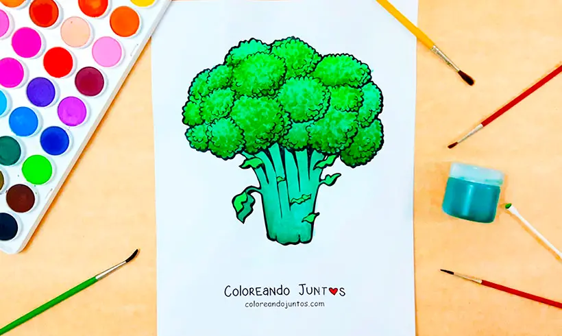 Desenho de brocolis colorido por Colorindo Juntos