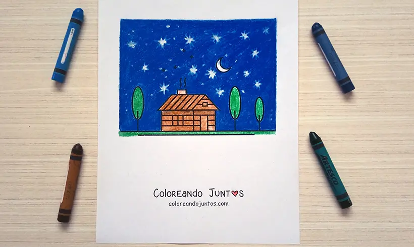Desenho de cabana colorida pelo Colorindo Juntos