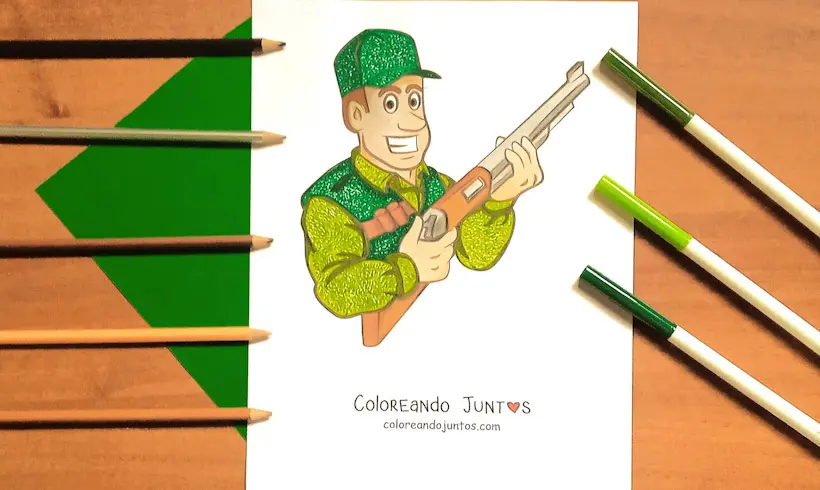 Desenho de um caçador colorido por Colorindo Juntos