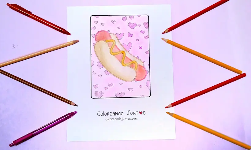 Desenho de cachorro-quente colorido por Colorindo Juntos