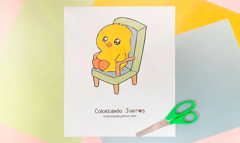 Desenho de cadeira colorido por Colorindo Juntos
