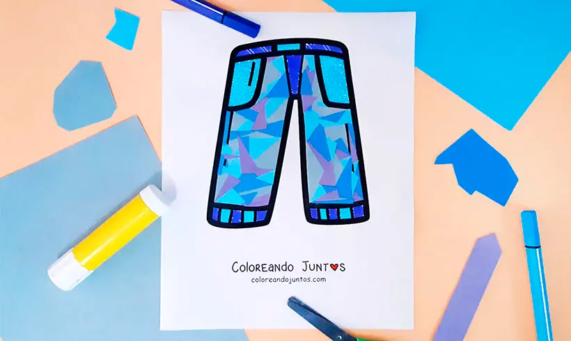 Desenho de calças colorido por Colorindo Juntos