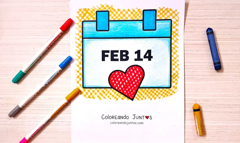 Desenho de um calendário colorido por Colorindo Juntos