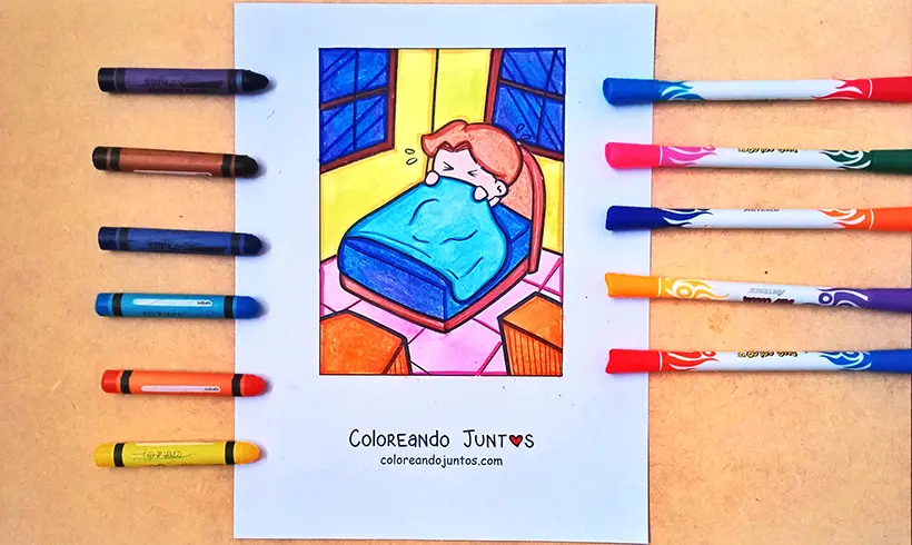 Desenho de cama colorido por Colorindo Juntos