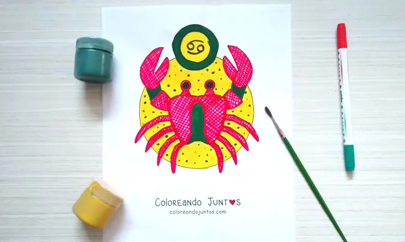 Desenho do signo de Câncer colorido por Colorindo Juntos