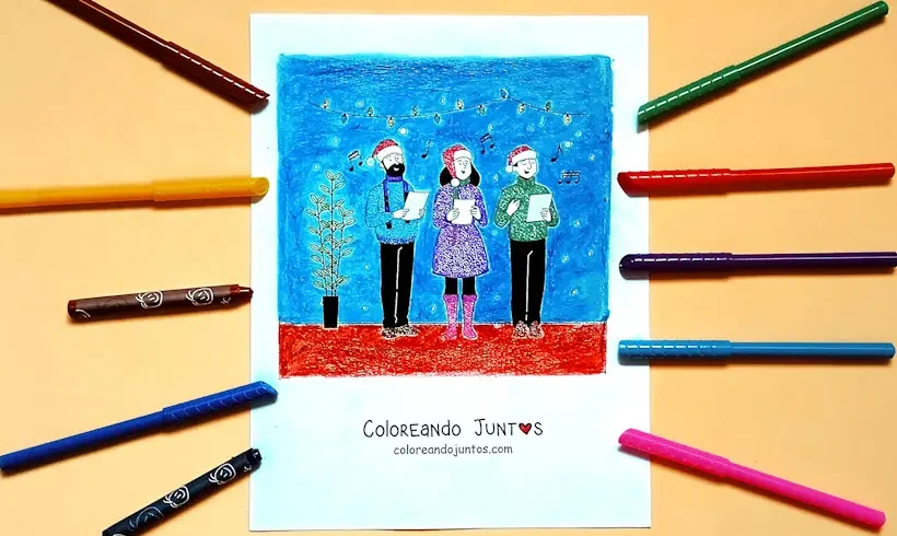 Desenho de cantiga de Natal colorido pela Colorindo Juntos