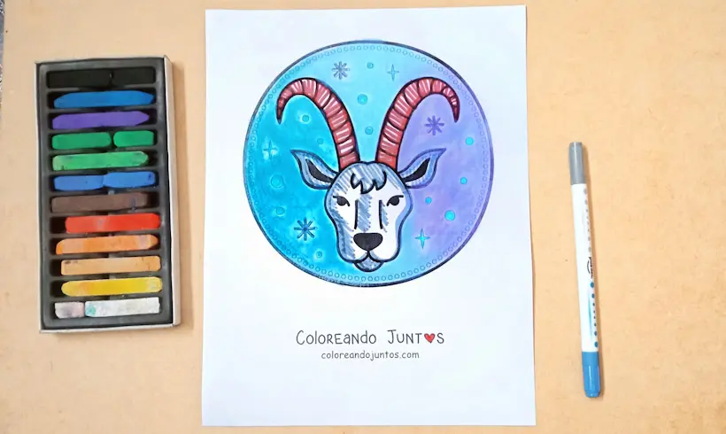 Desenho do signo de Capricornio colorido por Colorindo Juntos