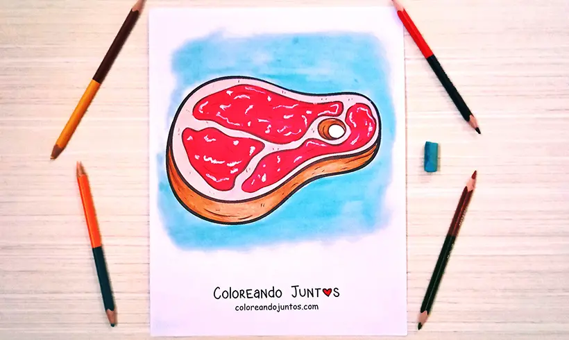 Desenho de carne colorido pela Colorindo Juntos