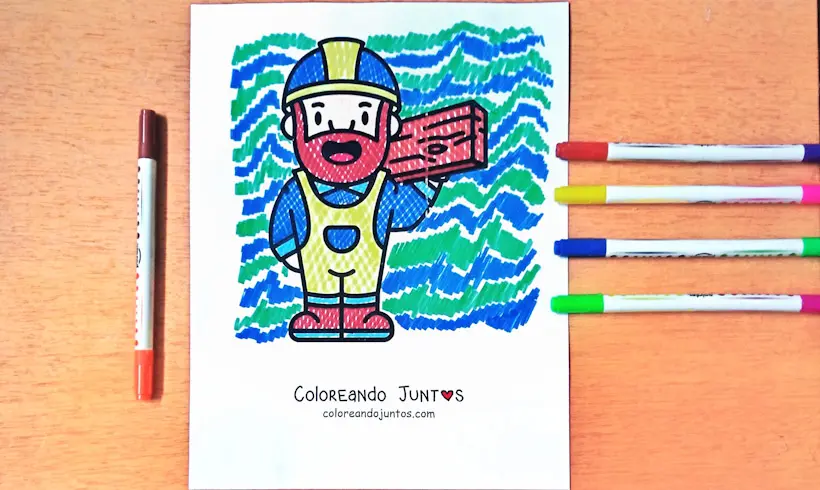 Desenho de carpinteiro colorido pelo Colorindo Juntos