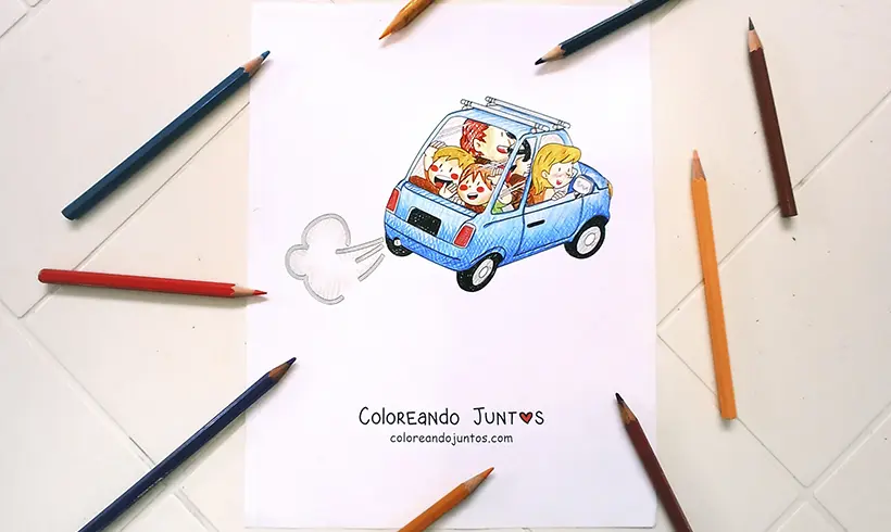 Desenho de carro colorido por Colorindo Juntos