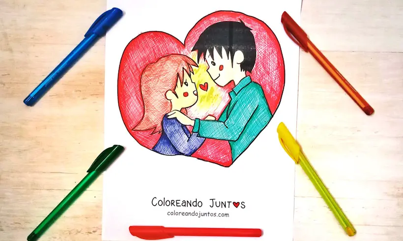 Desenho de um casal colorido por Colorindo Juntos