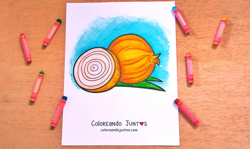 Desenho de cebola colorida pelo Colorindo Juntos
