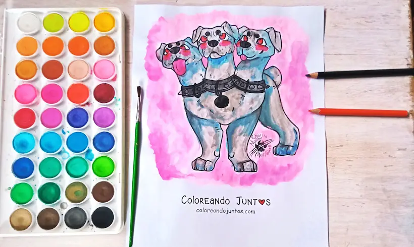 Desenho de Cérbero colorido por Colorindo Juntos