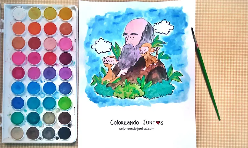 Desenho de Charles Darwin colorido por Colorindo Juntos