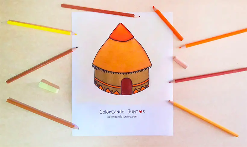 Desenho de cabana colorido por Colorindo Juntos