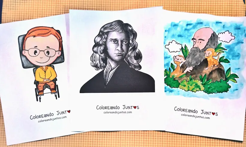 Desenhos de cientistas e inventores famosos coloridos por Colorindo Juntos