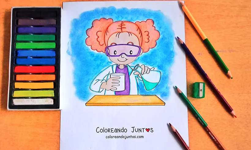 Desenho de cientista colorido por Colorindo Juntos