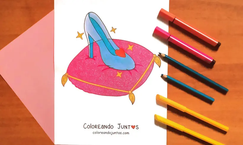 Desenho do sapatinho da Cinderela colorido pelo Colorindo Juntos