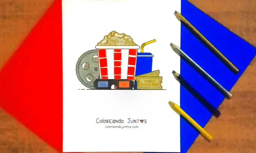 Desenho de cinema colorido pela Colorindo Juntos
