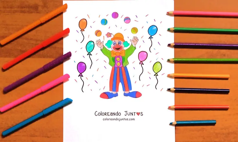 Desenho de um palhaco de circo colorido por Colorindo Juntos