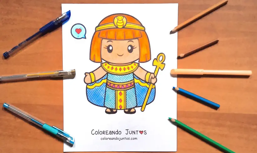 Desenho de Cleópatra colorido pela Colorindo Juntos