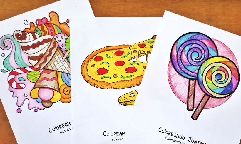 Desenhos de comidas coloridos por Colorindo Juntos