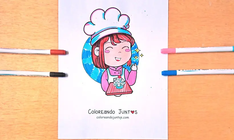 Desenho de confeiteira colorido pela Colorindo Juntos