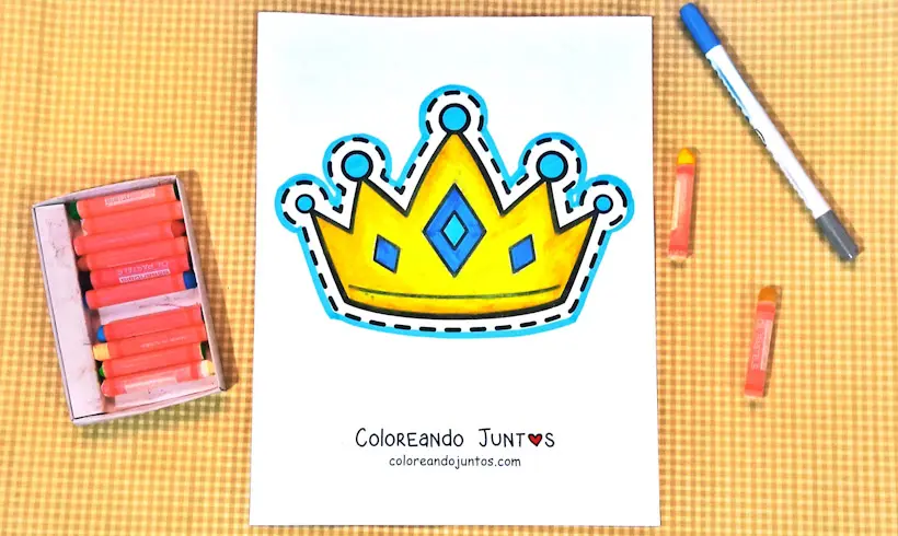 Desenho de uma coroa colorida pela Colorindo Juntos
