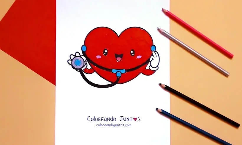 Desenho do corpo humano kawaii colorido pela Colorindo Juntos