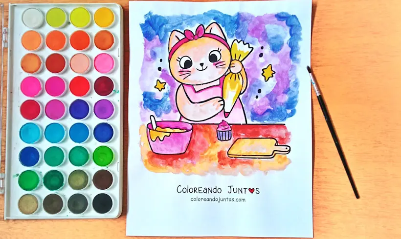 Desenho de cozinheira colorido por Colorindo Juntos