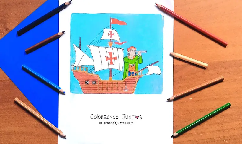 Desenho de Cristóvão Colombo colorido pela Colorindo Juntos
