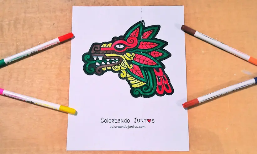 Desenho da cultura asteca colorido por Colorindo Juntos
