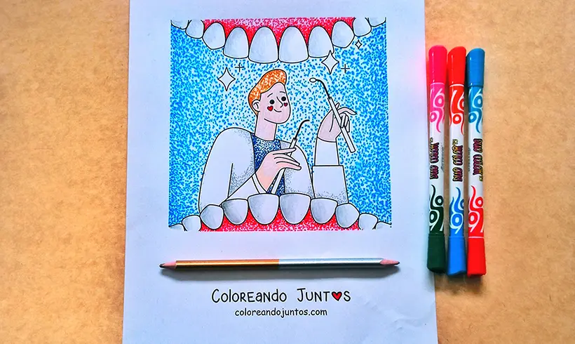 Desenho de dentista colorido pelo Colorindo Juntos