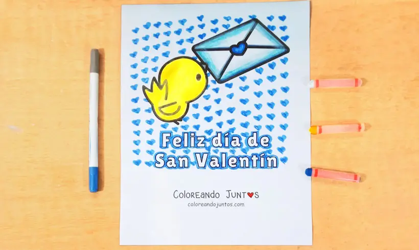 Desenho de amor com frase colorido por Colorindo Juntos