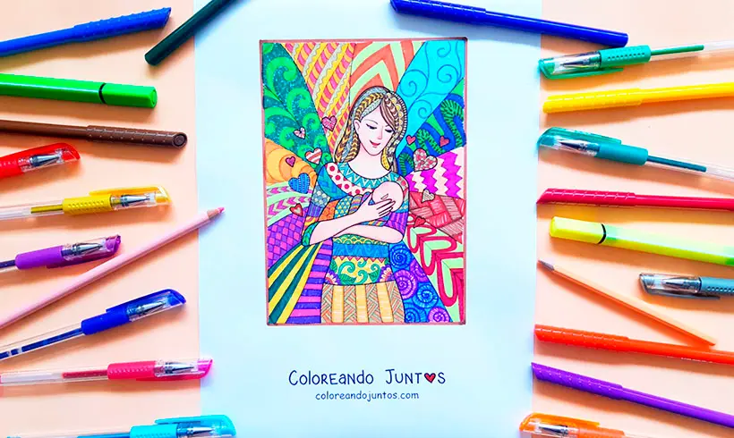 Desenho do Dia das Mães colorido por Colorindo Juntos