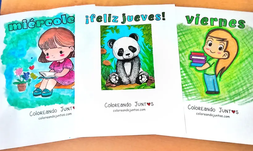Desenhos de dias da semana coloridos por Colorindo Juntos