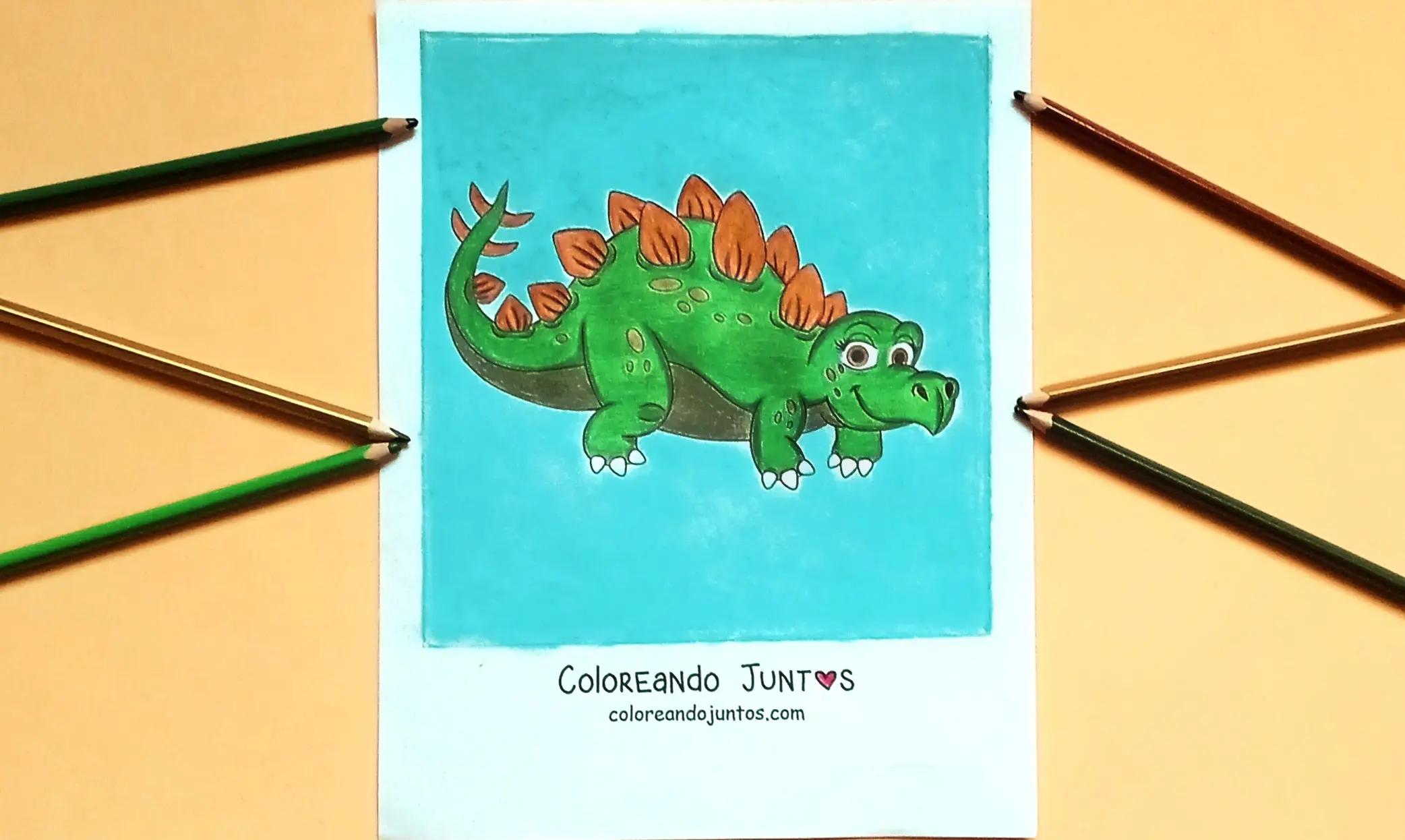 Desenho de dinossauro terrestre colorido por Colorindo Juntos