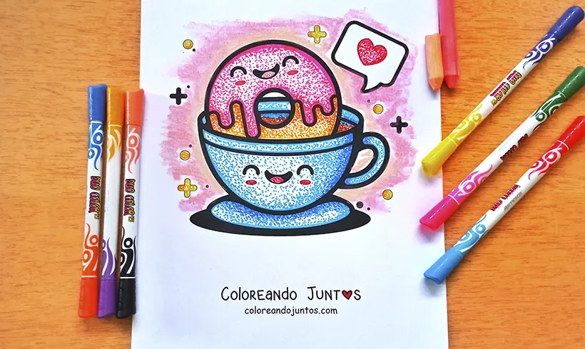 Desenho de rosquinha colorida por Colorindo Juntos