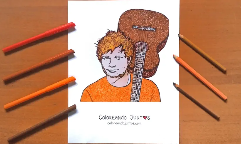 Desenho do Ed Sheeran colorido por Colorindo Juntos