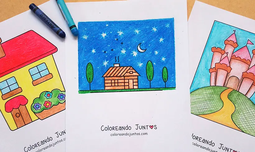 Desenhos de edifícios coloridos por Colorindo Juntos