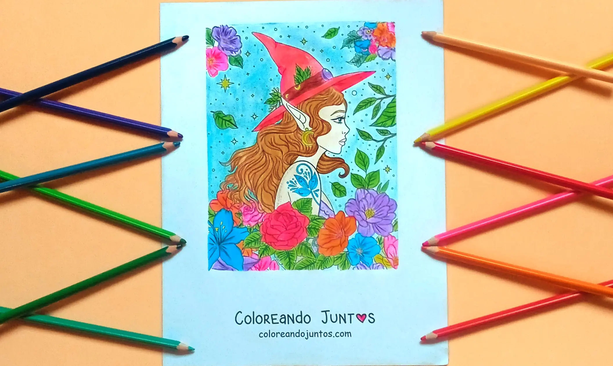 Desenho de elfo colorido pela Colorindo Juntos