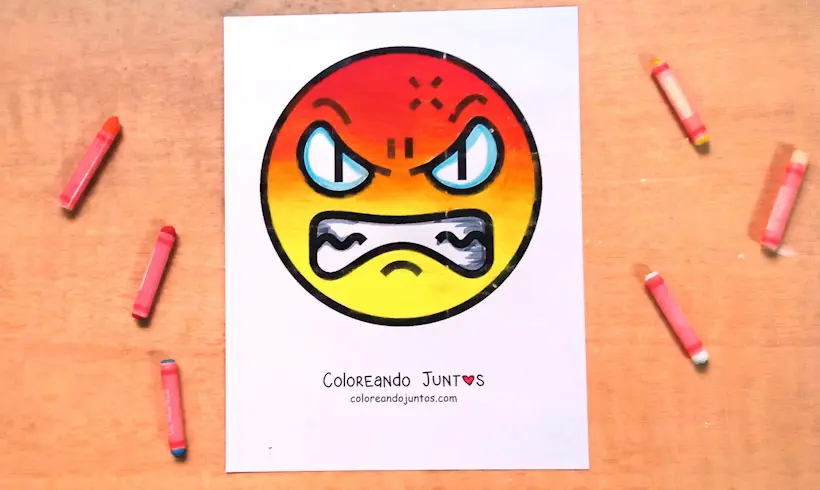 Desenho de emoji bravo colorido por Colorindo Juntos
