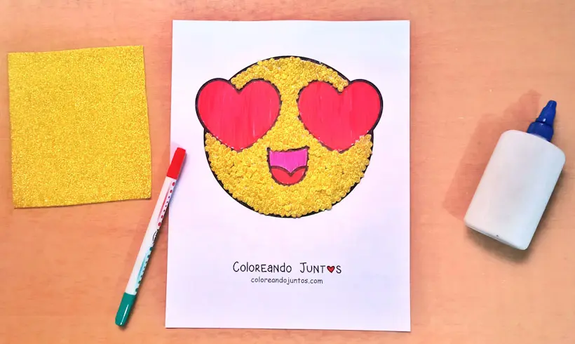 Desenho de emoji de amor colorido por Colorindo Juntos