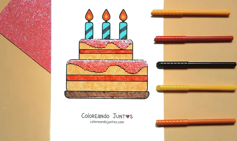 Desenho de emoji de aniversário colorido por Colorindo Juntos
