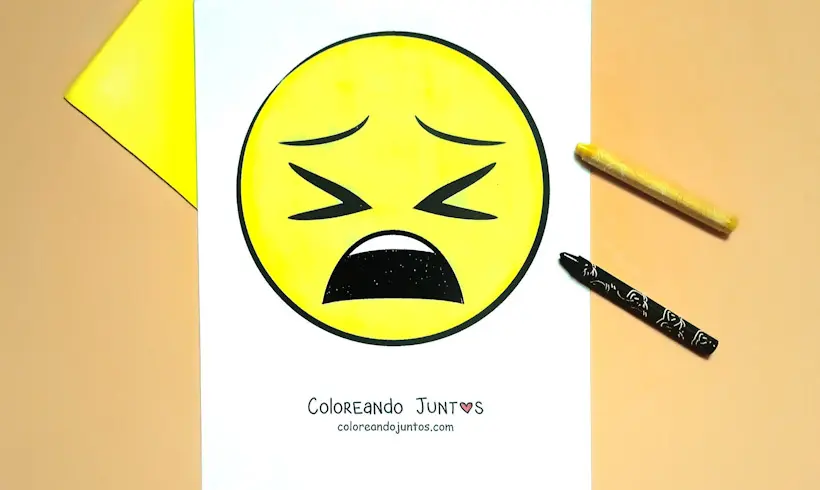 Desenho de emoji de medo colorido por Colorindo Juntos