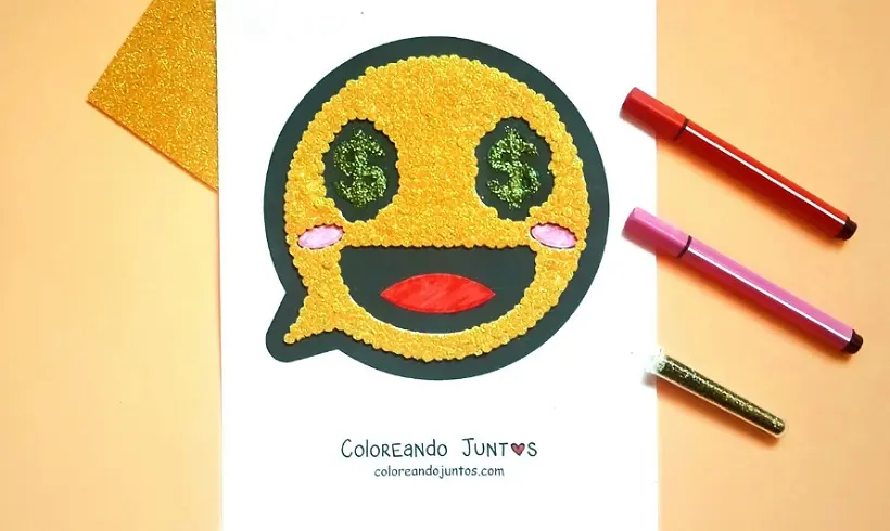Desenho de emoji feliz colorido por Colorindo Juntos